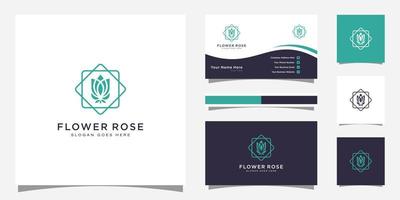 roze bloem logo vector ontwerp en visitekaartje ontwerp