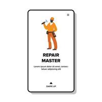 reparatiemeester in uniform met hamer vector