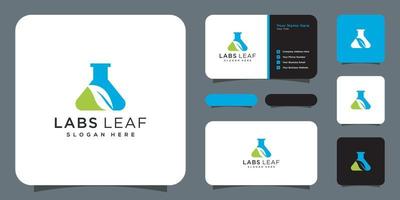 natuur blad lab met molecuul logo inspiratie sjabloon premium vector