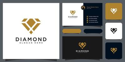 diamant logo vector ontwerpen mono lijn met visitekaartje