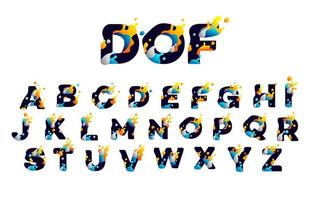 verfdruppel lettertype, full colour alfabet abc vector