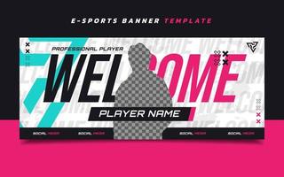 nieuwe speler e-sports gaming-bannersjabloon met logo voor sociale media vector