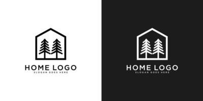 huis dennenboom logo vector ontwerpsjabloon