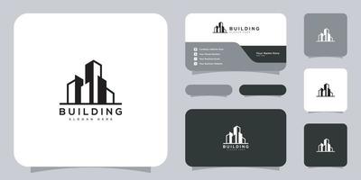 gebouw logo vector ontwerp en visitekaartje