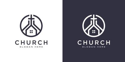 kerk christelijk logo ontwerp vector