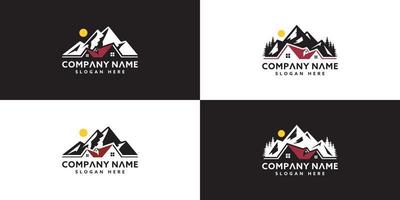 berg en huis logo vector ontwerp