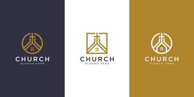 set van kerk christelijk logo ontwerp vector