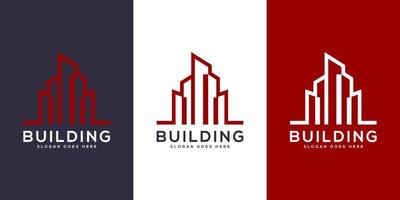 gebouw logo ontwerp vector mono lijn