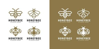 set van honingbij dieren logo vector