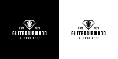 gitaar diamant logo vector ontwerp zwart-wit achtergrond