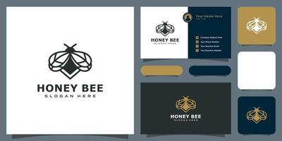 honingbij dieren logo vector ontwerp en visitekaartje
