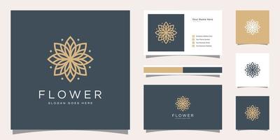 creatieve elegante bloem met het logo van het bladelement en visitekaartje. logo voor schoonheidscosmetica yoga en spa