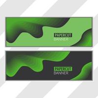 papier gesneden banner achtergrond met zwarte en groene kleur vector