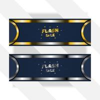 flash verkoop banner achtergrond met goud en zilver kleurverloop, luxe achtergrond vector