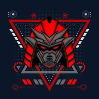 illustratie vectorafbeelding van cyborg robot ridder in de heilige geometrie ornamenten achtergrond, perfect voor t-shirt design, sticker, poster, koopwaar en e-sport logo