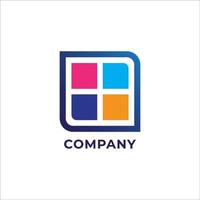 kleurrijke vensterillustratie. ontwerpsjabloon voor onroerend goed logo. blauw roze magenta oranje vector