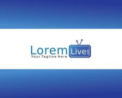 online tv-kanaal logo concept, live streaming logo ontwerpsjabloon, blauw tv-pictogram