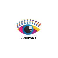 kleurrijke oog logo ontwerpsjabloon, bedrijfslogo concept, vector pictogram, blauw, roze, geel, violet, puple