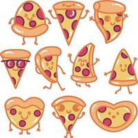 pizza cartoon doodle illustratie vector