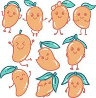 mango cartoon stickerpakket vector