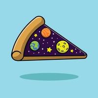 pizza ruimte cartoon vector pictogram illustratie. voedsel wetenschap concept geïsoleerde premium vector