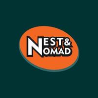 nest nomade logo ontwerpsjabloon, oranje ellips ontwerpsjabloon, zwart, wit vector