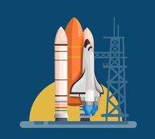ruimteschip raketlancering klaar opstijgen cartoon illustratie vector