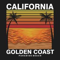 Californië strand gouden kust retro vectorillustratie vector
