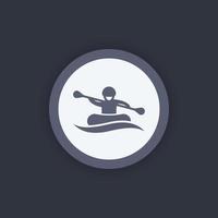 rafting pictogram, roeien, roeier, rafting tour pictogram, platte ronde pictogram, vectorillustratie vector