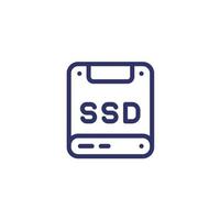 SSD-schijflijnpictogram op wit vector