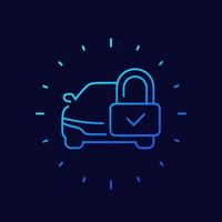 auto alarm of bescherming lijn vector icoon met slot