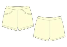 technische schets slaap shorts broek ontwerpsjabloon. melk kleur. elastische sportbroek. vector