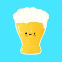 leuk grappig glas bierkarakter. vector hand getekend cartoon kawaii karakter illustratie pictogram. geïsoleerd op blauwe achtergrond. glas bier karakter concept
