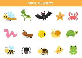 vind alle insecten. educatief werkblad voor kinderen. vector