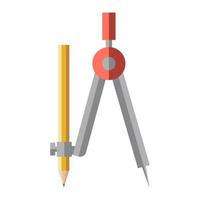 cartoon potlood kompas vector geïsoleerde object illustratie