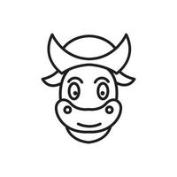 lijn schattig gezicht koe met hoed logo ontwerp vector grafisch symbool pictogram illustratie creatief idee