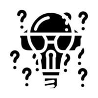 denk gloeilamp glyph pictogram vectorillustratie vector