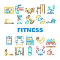 fitness gym sportieve uitrusting pictogrammen instellen vector