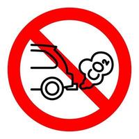 verboden symbool van auto met co2-wolk. luchtverontreiniging door voertuigen. de auto stoot koolstofdioxide uit. anti-vervuilingsconcept. geen uitstoot vector