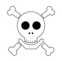 Halloween-schedelvorm met witte been vectorillustratie. gevarenbord met wit schedelbot en donkere zwarte ogen. gevaarteken voor multifunctioneel pictogramontwerp. vector