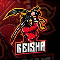 geisha esport mascotte logo ontwerp vector