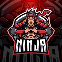 ninja esport mascotte logo ontwerp vector