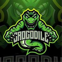 krokodil esport mascotte logo ontwerp vector