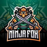 ninja fox esport mascotte logo ontwerp vector