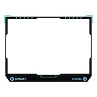 live game streaming overlay met donkere zwarte kleur. stijlvol live streaming overlay-frame. schermoverlay voor livestreamers. donkere zwarte kleur overlay frame met een blauwe donatieknop. vector