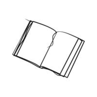 doorlopende tekening met één lijntekening open boek met vliegende pagina's vector