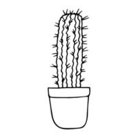 cactus in een pot pictogram hand getrokken. , minimalisme, scandinavisch, monochroom, noords. sticker plant bloem vetplant vector