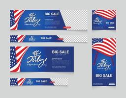 4 juli viering banner sjabloon set vector