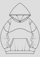 hoodie oversized omtrek tekening vector, hoodie oversized in een schets stijl, trainers sjabloon omtrek, vector illustratie