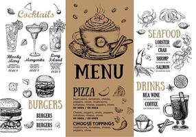 restaurant café menu, sjabloonontwerp. voedsel folder. vector